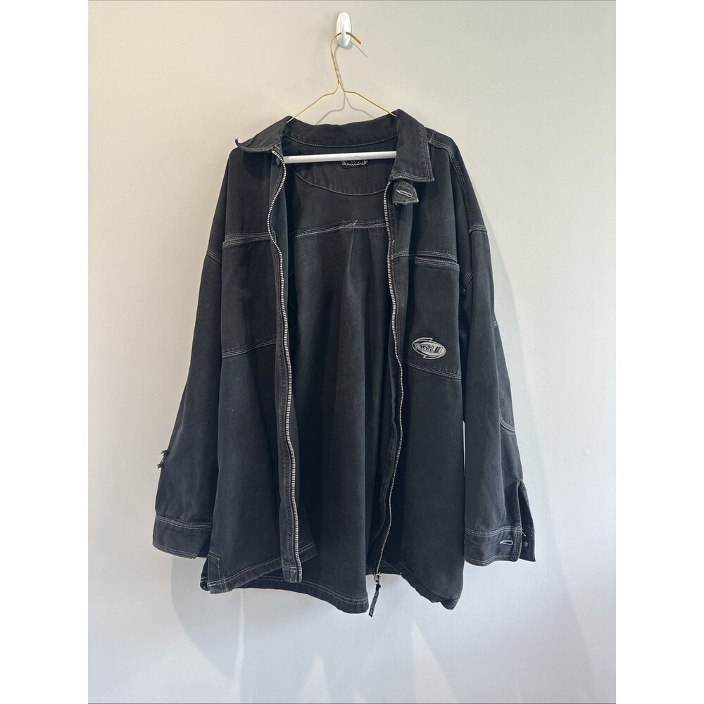 Vintage Macgear Black Denim Jacket Men’s XXL Grunge Y2K Streetwear Punk Skater